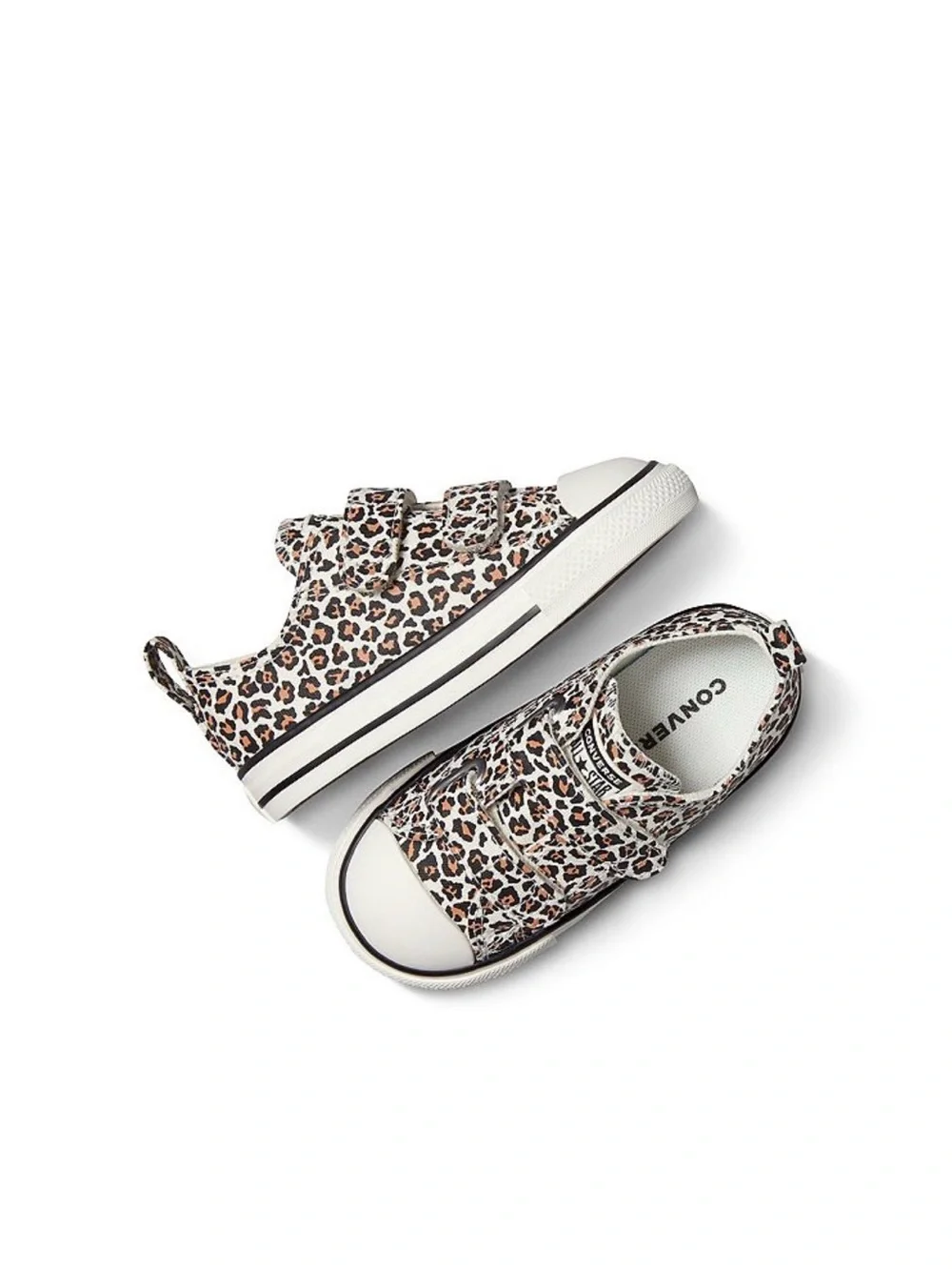 NEW Converse Kids Leopard Print Velcro Sneakers - White/Brown/Black SZ 9